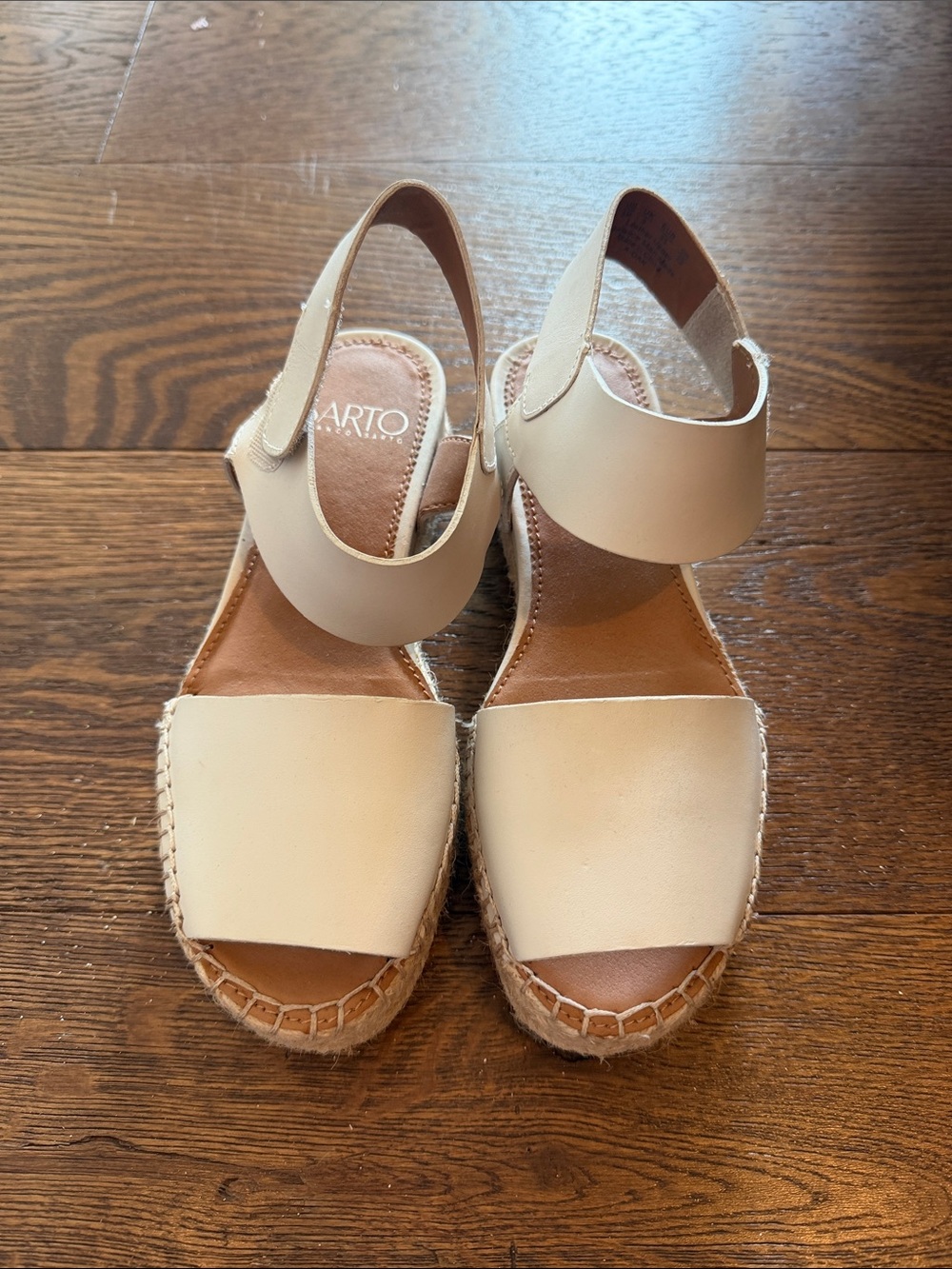Franco Sarto Cream Espadrille Wedge Sandals